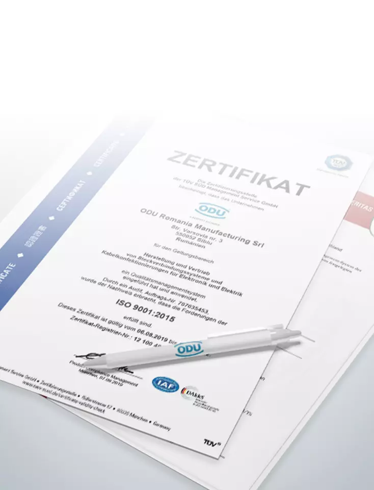 Various certificates and an ODU ballpoint pen.